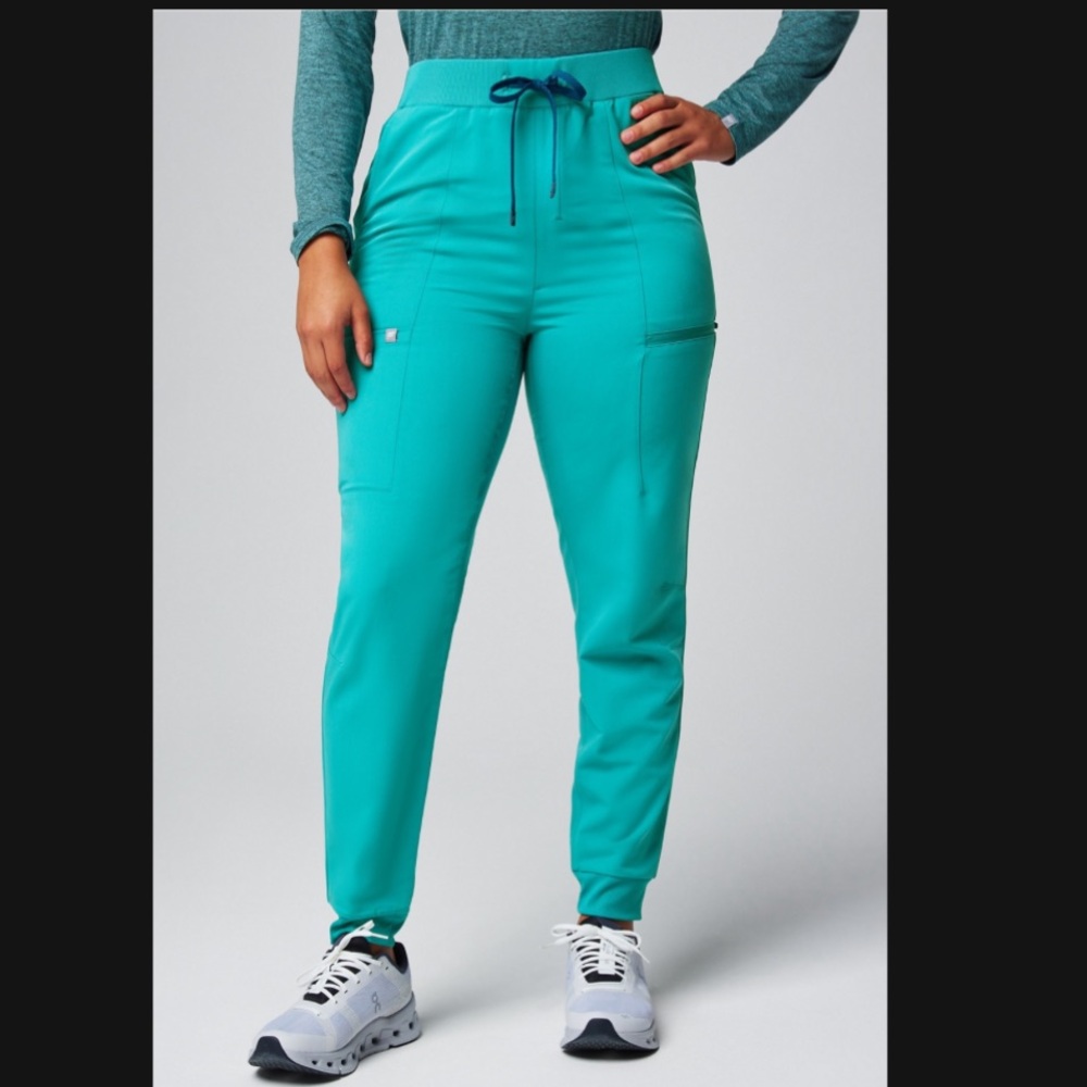 Fabletics Scrubs High Rise On Call Jogger Blue Lagoon Medium